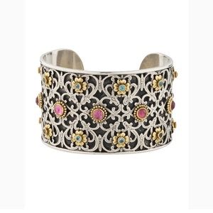 STUNNING 925 & 18k gold cuff bracelet with stones